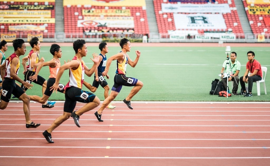 men running a foot race